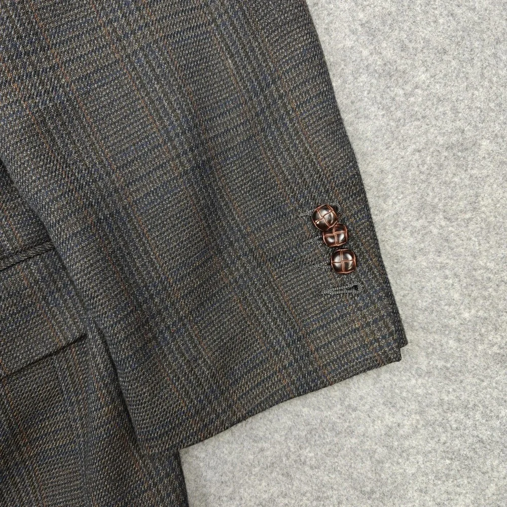 Oak Hill Blazer Mens‎ 54 Brown Plaid Polyester Rayon Sport Coat Jacket Tweed
